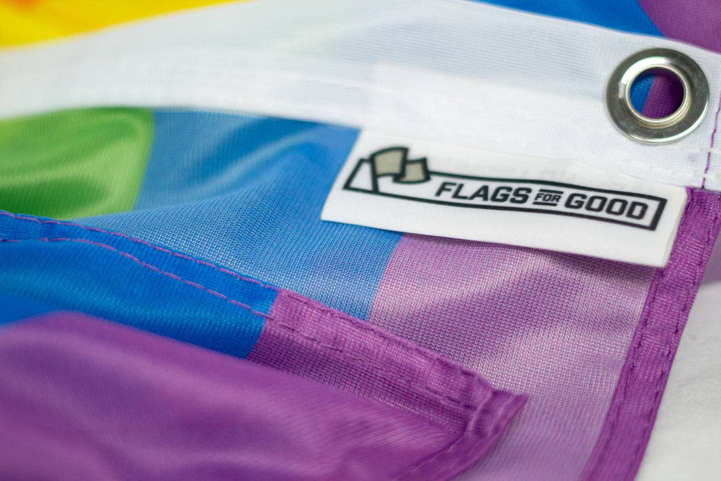 The Design: The traditional six-stripe rainbow pride flag design popularized by artist Gilbert Baker in 1978. The rainbow flag has since stood the test of time and become the ubiquitous symbol of LGBTQ Pride the world over. 🧵 Our flags are durable; 200d polyester (most flags you'll find on the internet are cheap ~75d) with two grommets on the hoist edge.