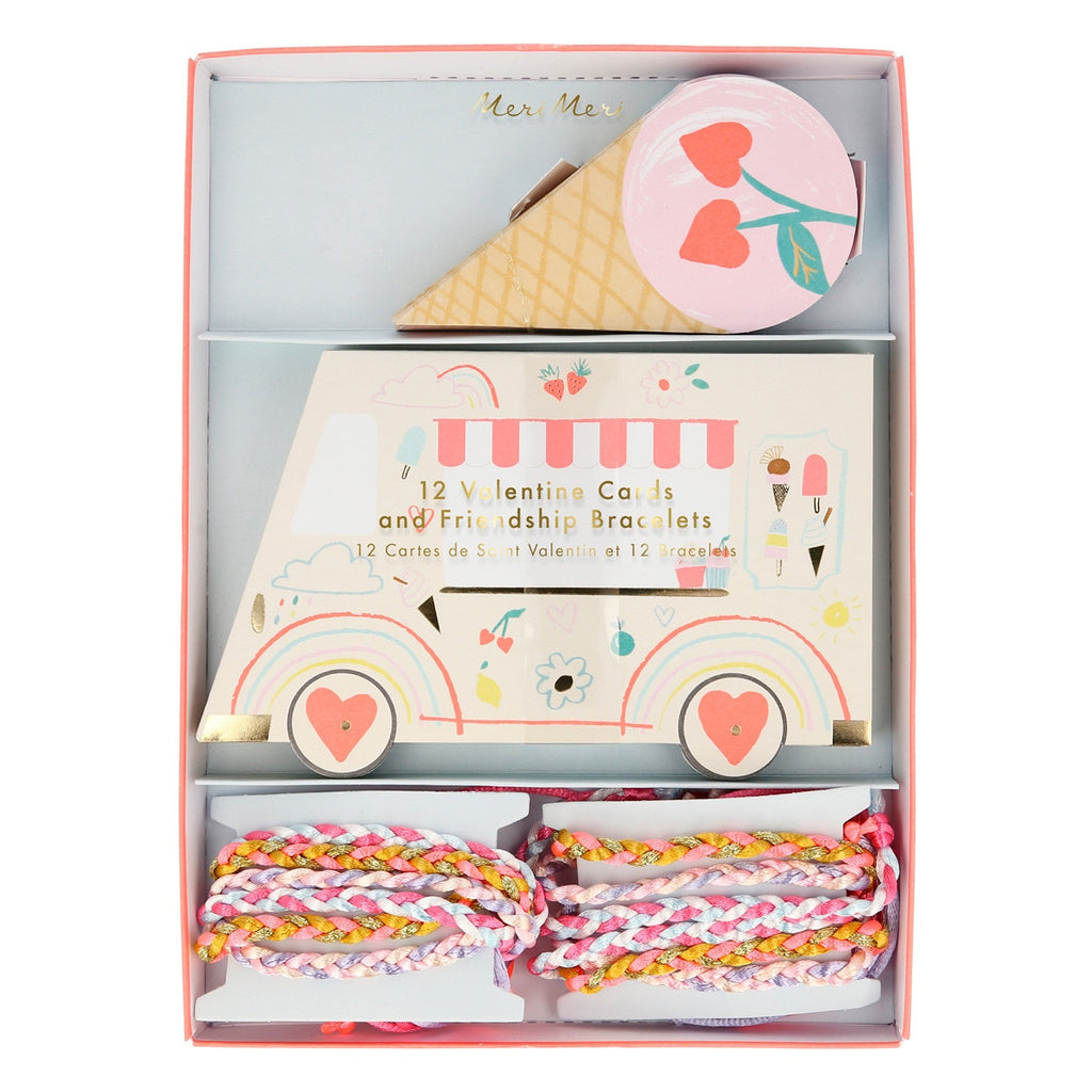 A super cool way to say Happy Valentine's Day is with these incredible ice cream cards, which come with ice cream van envelopes. They're also a great gift, as they each contain a friendship bracelet too. Ideal to give to all your classmates, friends and family to show how much you care.