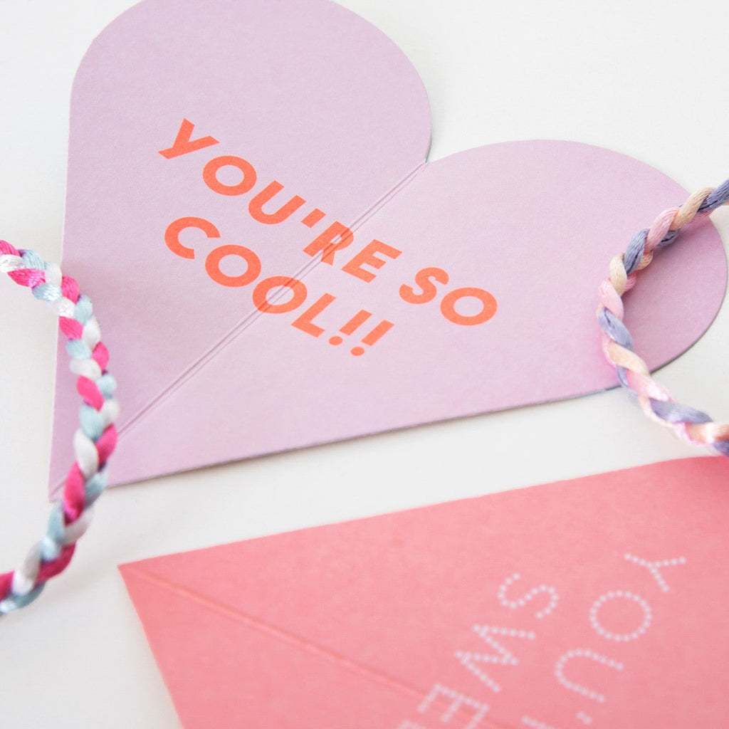 A super cool way to say Happy Valentine's Day is with these incredible ice cream cards, which come with ice cream van envelopes. They're also a great gift, as they each contain a friendship bracelet too. Ideal to give to all your classmates, friends and family to show how much you care.