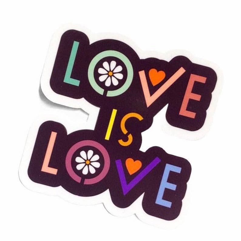 Water-resistant vinyl "love is love" LGBTQ sticker. Perfect for laptops, water bottles, phone cases & more!