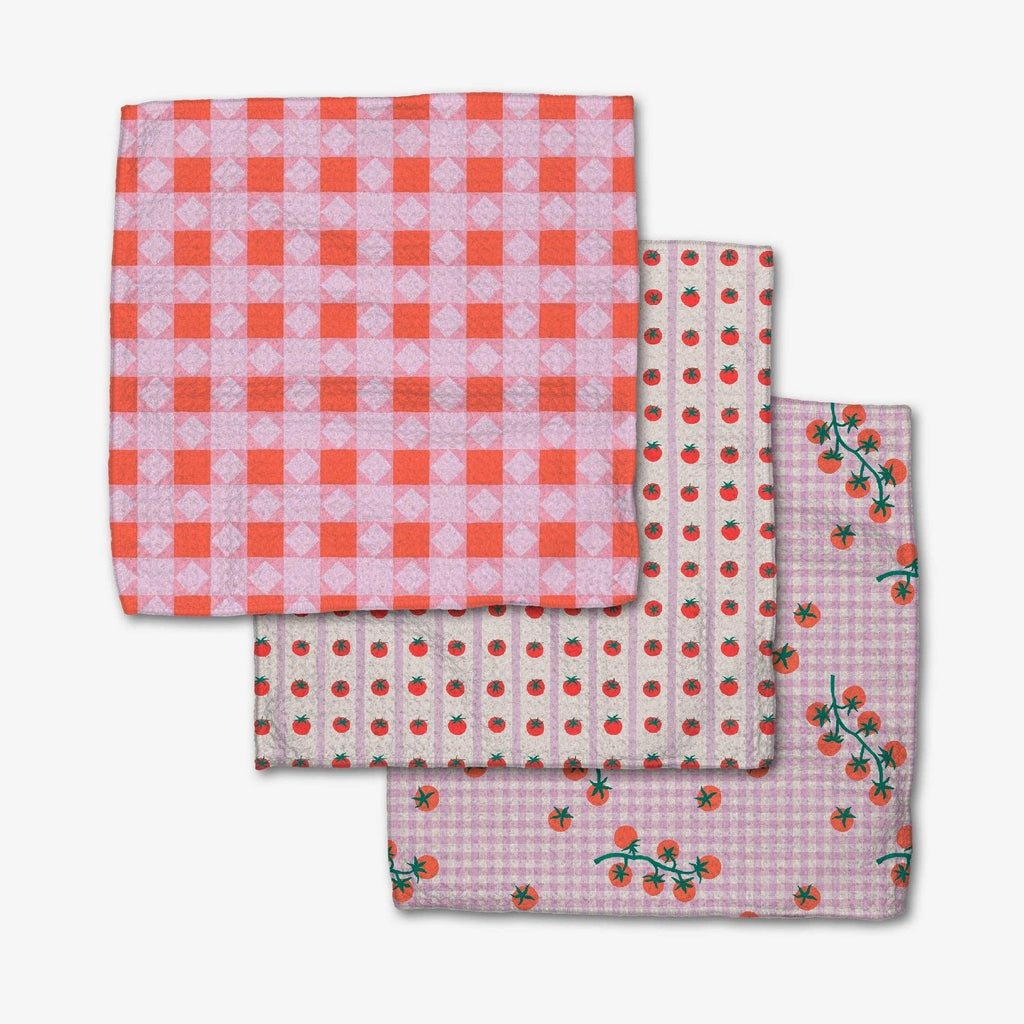 various pattern pink tomato quilt dishcloth set of 3