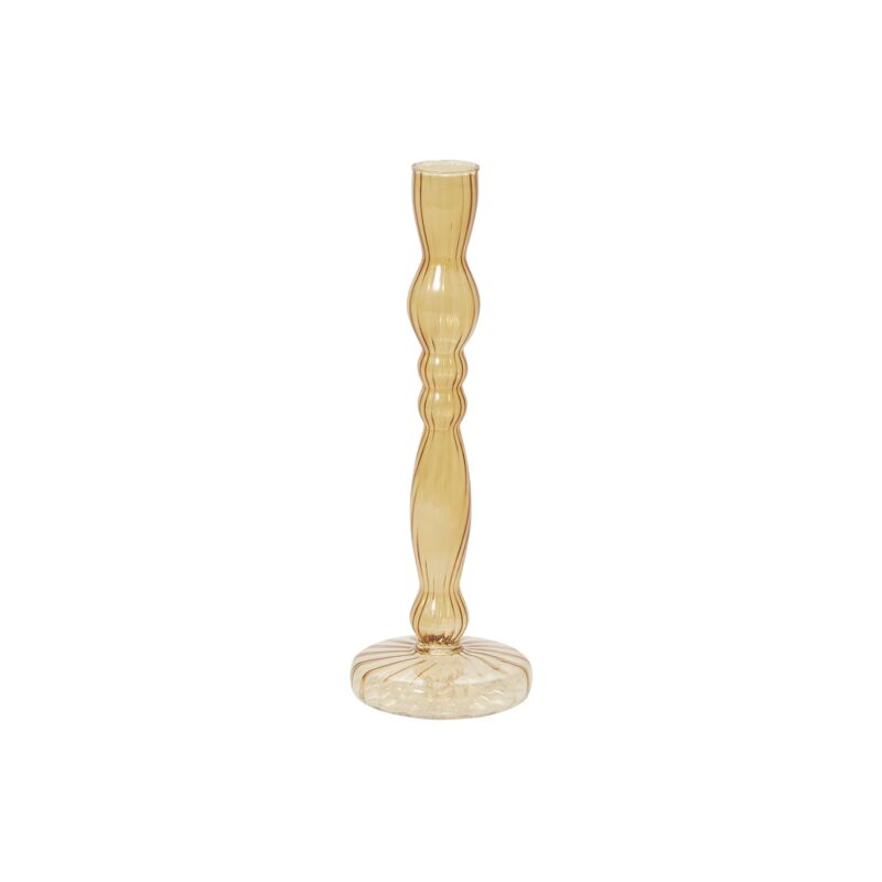 The Raywood Budvase is a delicate ribbed glass budvase in beautiful colors, perfect for a holiday table. Shades of warm yellow are sprayed onto the budvases for a translucent and beautiful finish. Each footed budvase can also be used to hold a taper candle