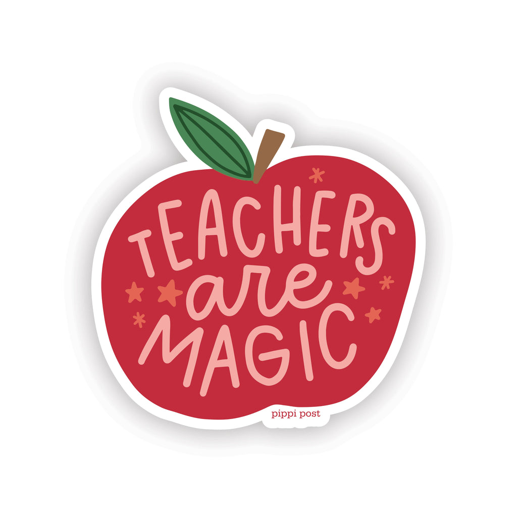 Show off your appreciation for teachers with this whimsical decal sticker! Designed with the words "Teachers Are Magic" and a wizard's hat and wand, this sticker is the perfect way to show gratitude for all the hard work and magic that teachers bring to the classroom. Ideal for laptops, water bottles, and more.