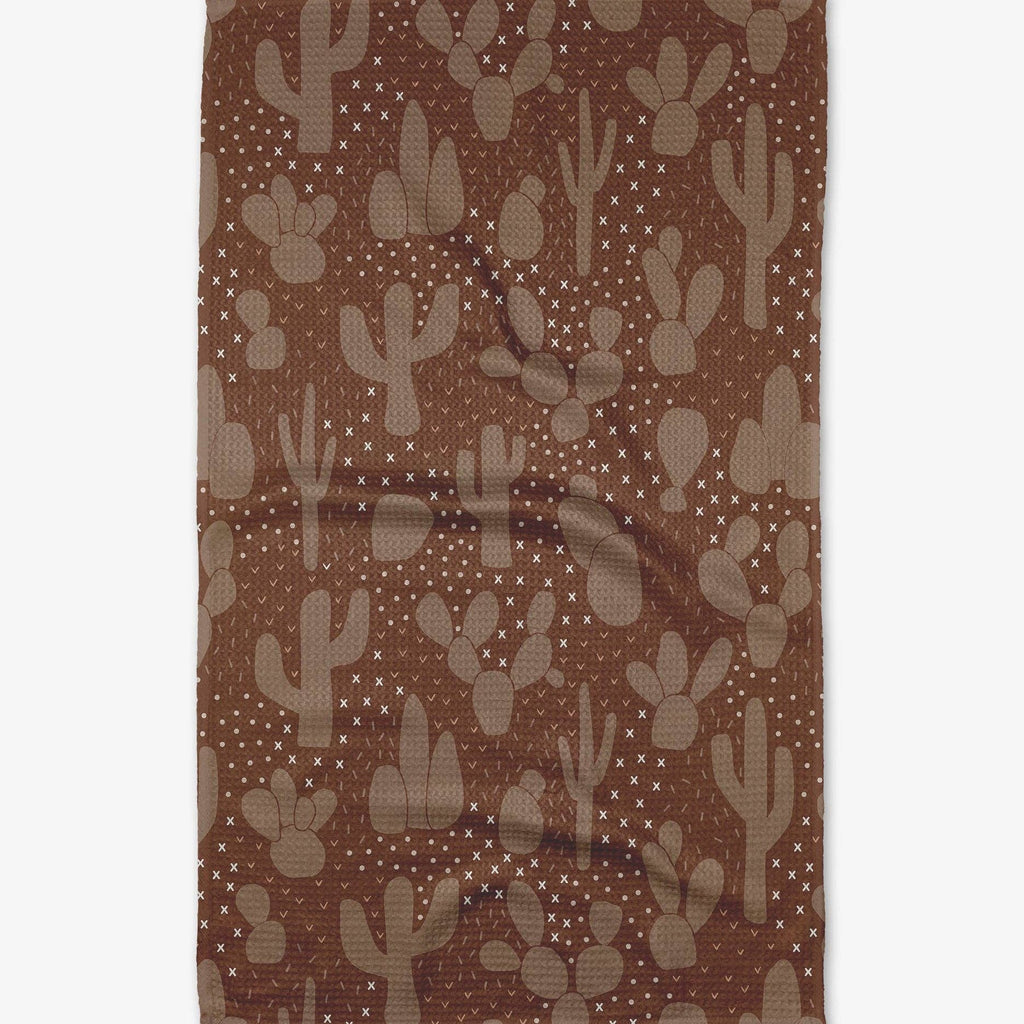 brown cactus pattern tea towel