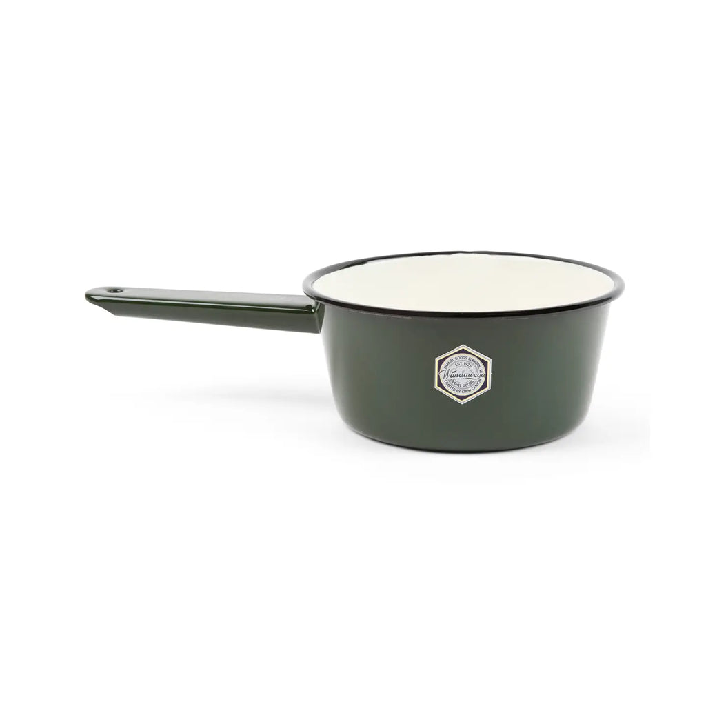 From our collaboration with historic destination Camp Wandawega, we introduce our enamelware Sauce Pot - a retro-inspired camping essential. This pot is inspired by the campware of yester-year, and is perfect for heating up sauces or soups over the campfire. Made from high-quality materials, it's durable and dishwasher safe for easy cleaning. Be sure to add a touch of nostalgia to your next camping trip with this beautiful and functional pot.