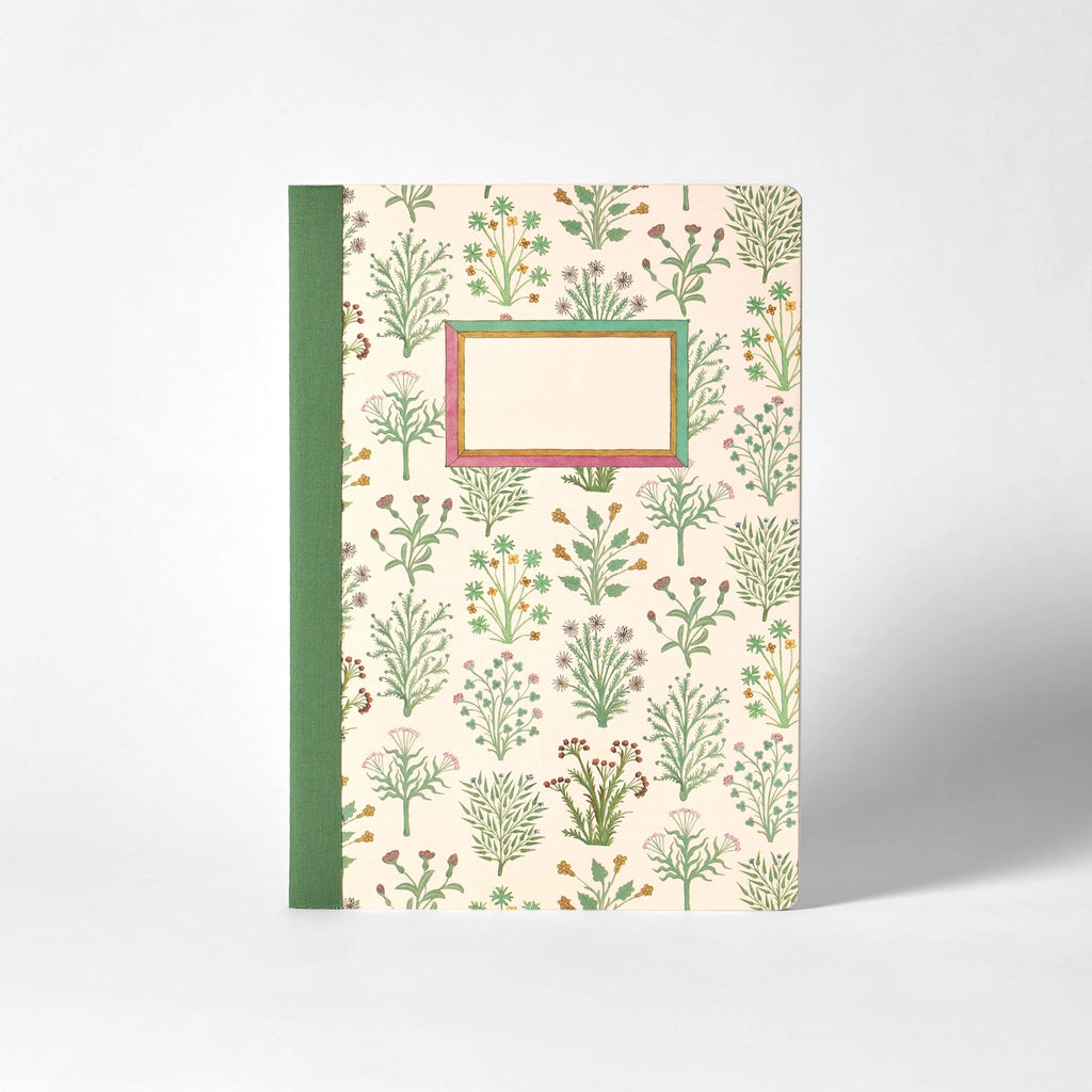 This 64 page lined notebook is the ideal companion for jotting down notes, thoughts, and ideas.The cover design features enchanting illustrations of herbs first published in a German book in 1462 titled 'Book of Herbs'. The notebook is finished with a coloured fabric spine for an added touch of sophistication.