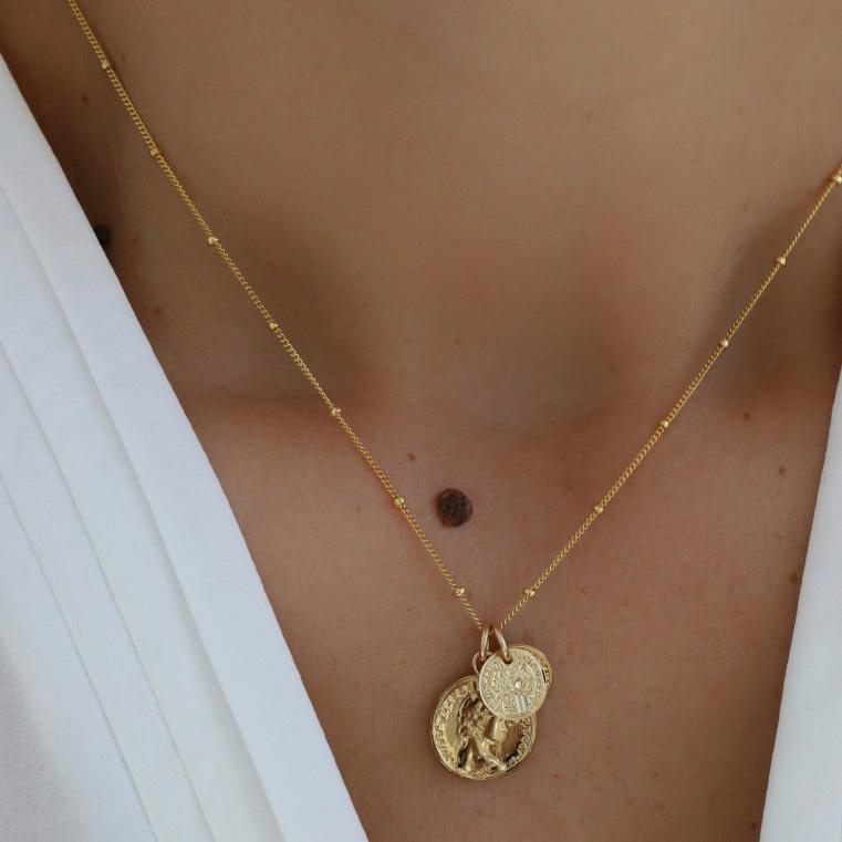 Double coin charm necklace