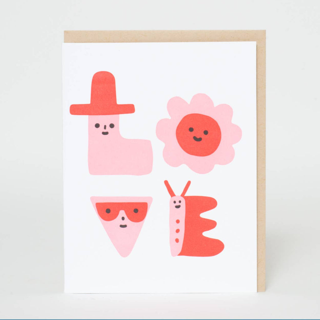 Spread some love with this charming Love Characters Letterpress Greeting Card by Suzy Ultman! Featuring playful characters and a quirky design, this card is perfect for expressing your love to someone special. Printed on high-quality paper using letterpress printing, this card is sure to make a memorable and unique impression.