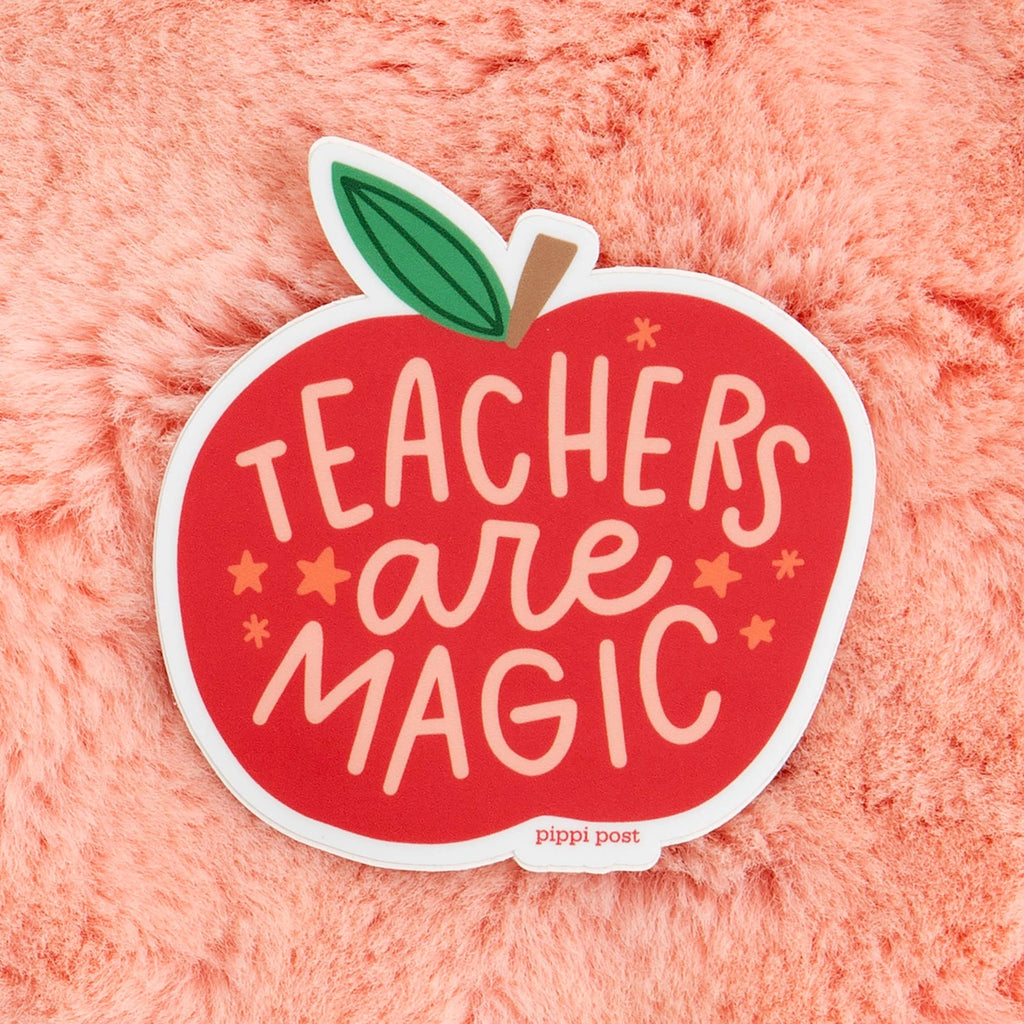 Show off your appreciation for teachers with this whimsical decal sticker! Designed with the words "Teachers Are Magic" and a wizard's hat and wand, this sticker is the perfect way to show gratitude for all the hard work and magic that teachers bring to the classroom. Ideal for laptops, water bottles, and more.