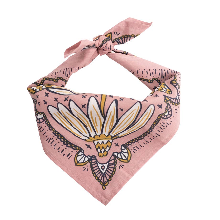 Pink with Blue & Gold flowers handkerchief 