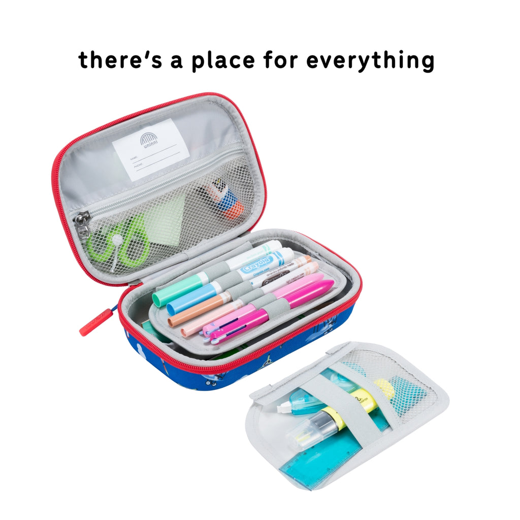 Keep your writing tools organized and stylish with the Arden Pencil Case in the Airplane design. This quirky and playful case adds a touch of fun while holding all your pencils, pens, and markers in place 