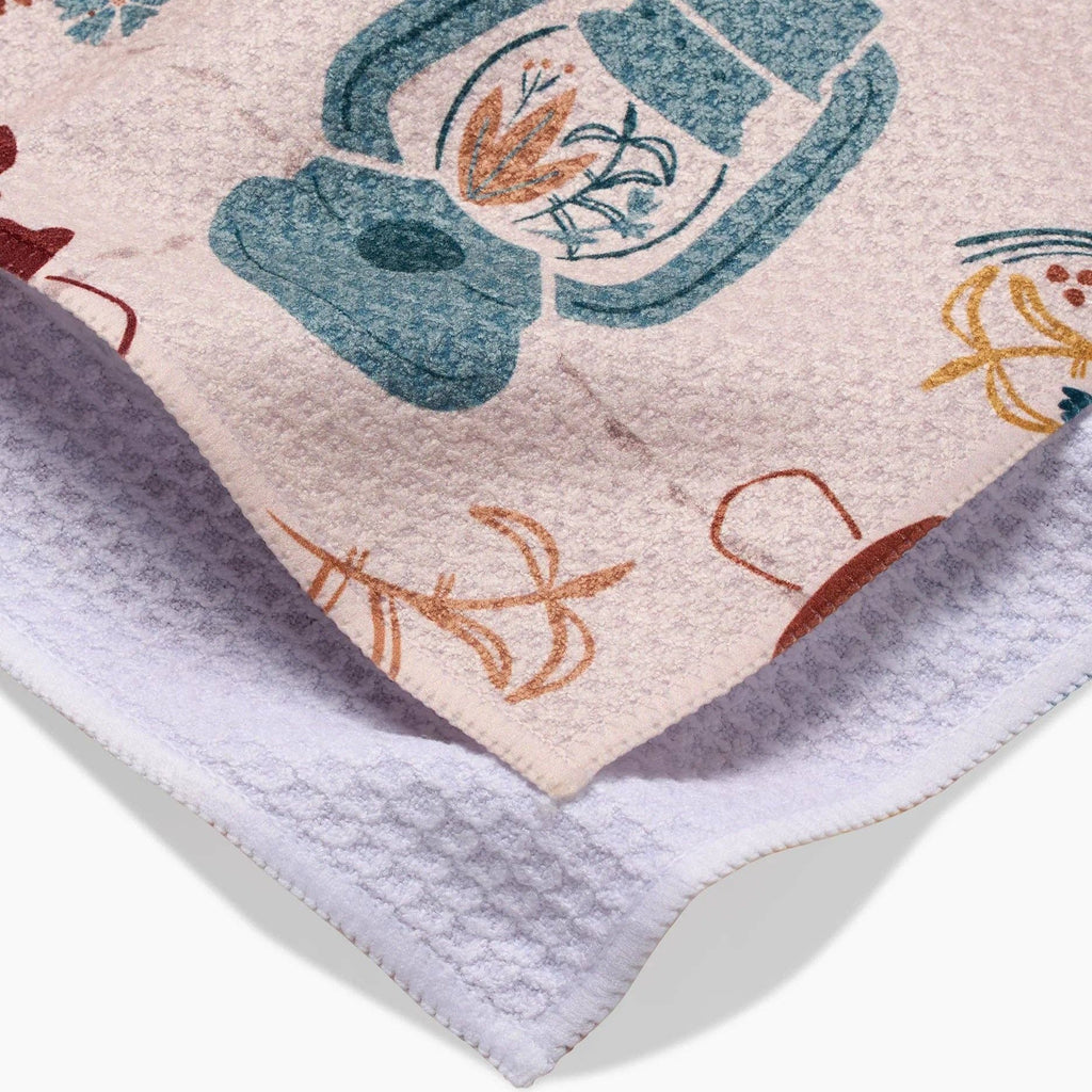 lantern print tea towel