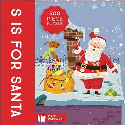 Celebrate the jolliest season with the 500-piece jigsaw puzzle illustrated by Greg Paprocki, the creator of Gibb Smith’s wildly popular Baby Lit alphabet series. Featuring an adorable Santa in Greg’s signature vintage style, this playful puzzle is perfect for all ages. Gather around a table with family or friends or piece it together by yourself!