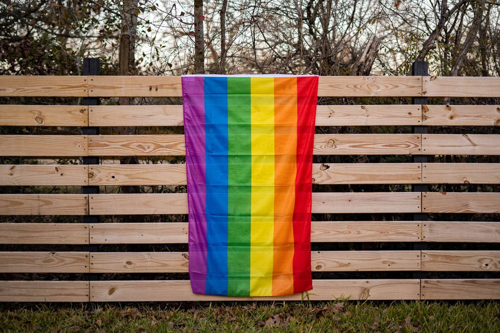 The Design: The traditional six-stripe rainbow pride flag design popularized by artist Gilbert Baker in 1978. The rainbow flag has since stood the test of time and become the ubiquitous symbol of LGBTQ Pride the world over. 🧵 Our flags are durable; 200d polyester (most flags you'll find on the internet are cheap ~75d) with two grommets on the hoist edge.