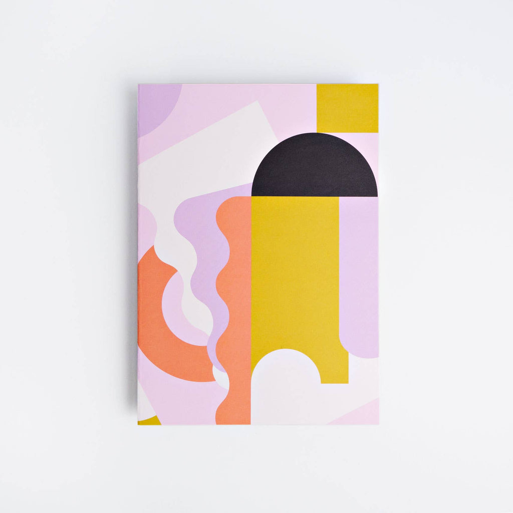 This A5 size notebook (14.8cm x 21cm) has a soft cover made from a 250gsm card and features a summer-y colored abstract design. It contains 100 lined 115gsm pages.