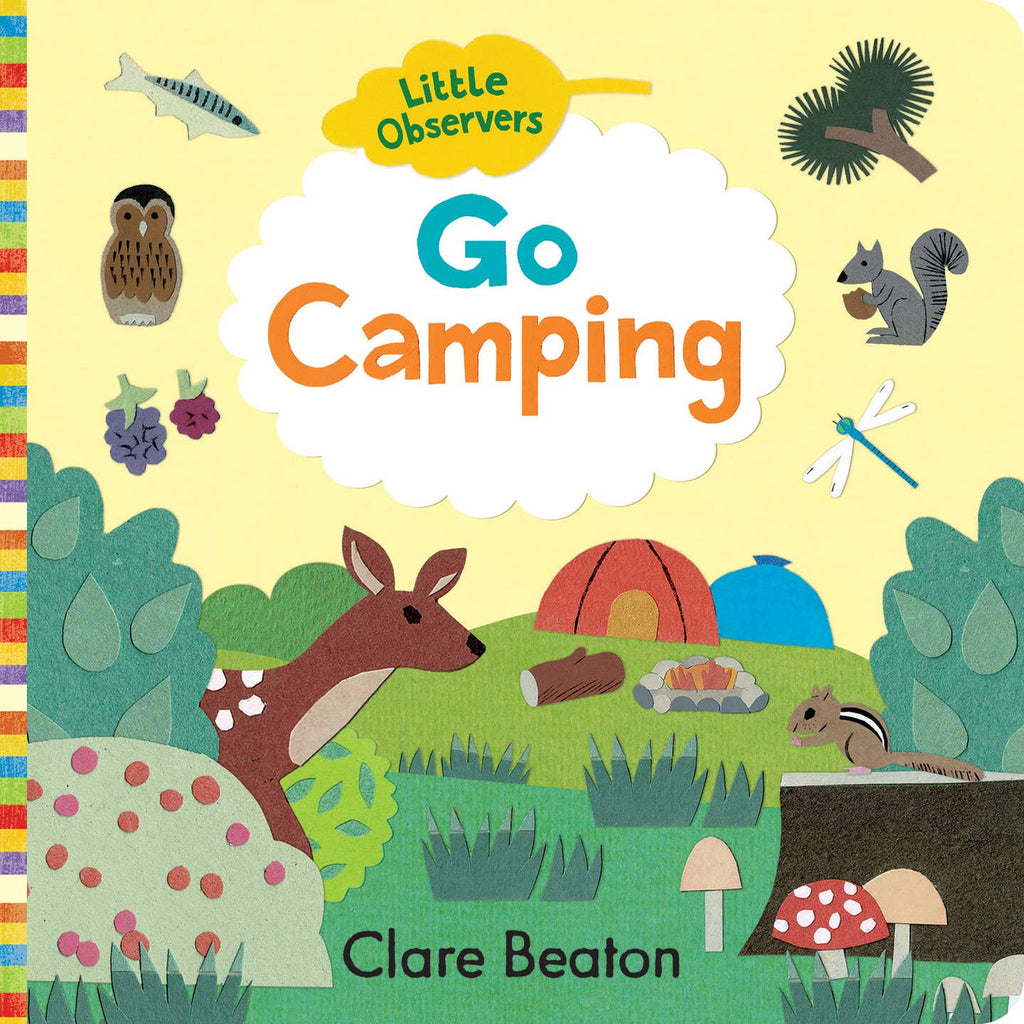 Prepare your littlest family member for their first camping trip with Little Observers: At the Campground board book. What kind of animals might they see? What will they hear? What will they roast around the campfire? The final pages contain images that have been hidden throughout the book, such as pine needles, dragonfly, and minnows—how many of these can you spot?