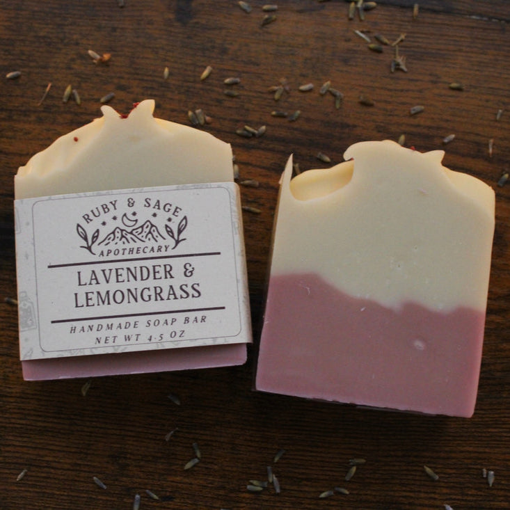 half pink and half white bar soap