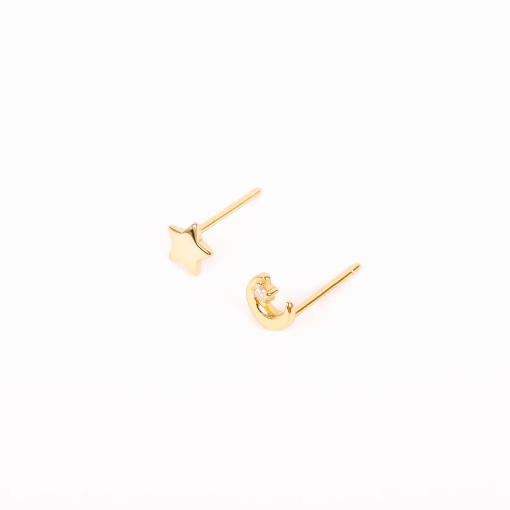 Moon and Star Delicate Studs