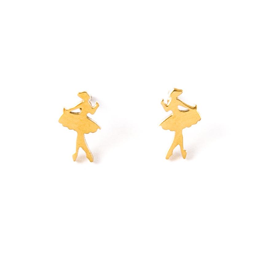 gold nutcracker ballerina stud earrings