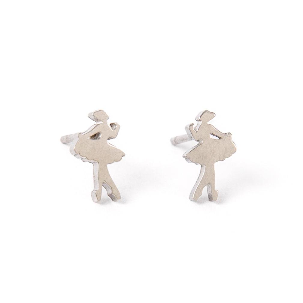 silver nutcracker ballerina studs