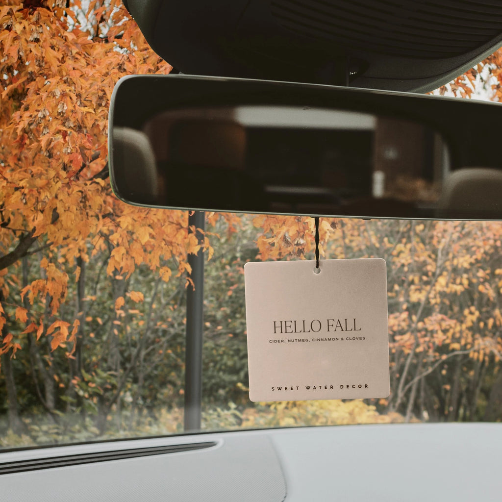 Introducing the Hello Fall Hanging Air Freshener! Enjoy scents on the go with our unique "hello fall" design. Freshen up your car or any small space with this adorable air freshener. Perfect for fall lovers and anyone who wants their space to smell amazing.