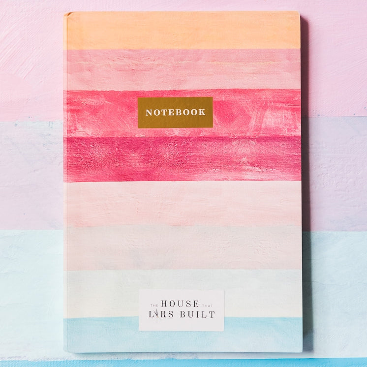 This stripe blank notebook has a sturdy thick cover and features rainbow-colored pages with a versatile dot-grid layout. The pages are edged with gold adding a touch of chic.