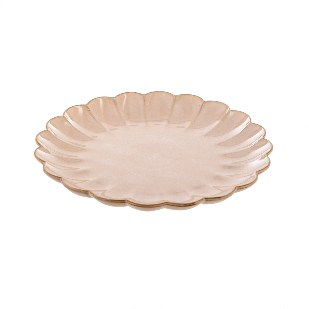 Delightfully feminine, our stoneware Amelia Dinnerware features a nature inspired scalloped shape and pink reactive glaze which makes each piece unique. We love to style them stacked up for a more-is-more layered look. Microwave/Dishwasher Safe.