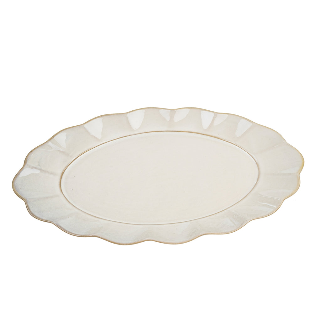 Delightfully feminine, our Amelia Platter features nature inspired scalloped shape and reactive white glaze. Perfect for special occasions but deserved of everyday use, use it to serve family style meals with those you love most.