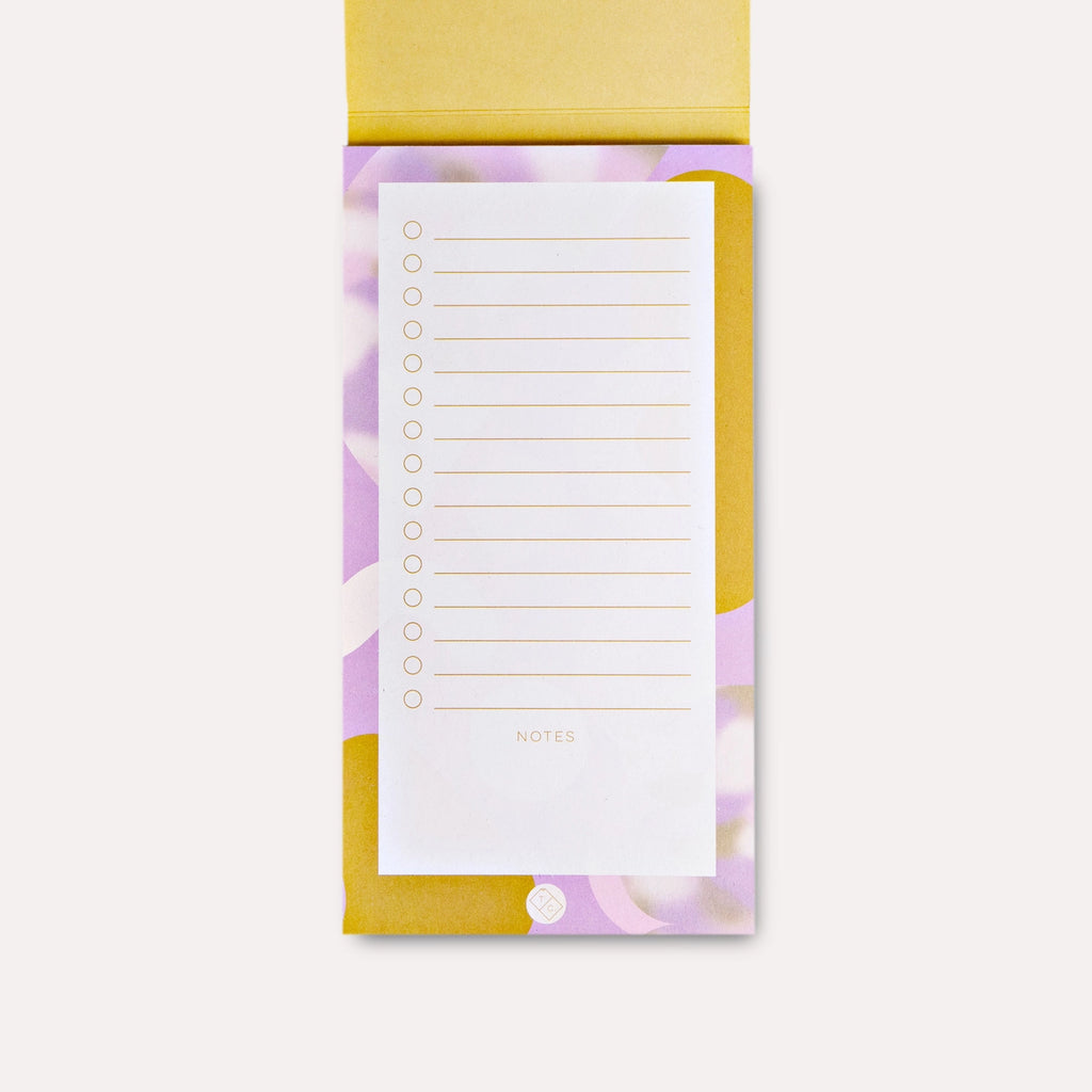 Tired of plain to do lists? We've got the perfect version to brighten up your desk. This one features a bright yellow and purple cover to keep your to do list pad tidy. It has 50 pages, an 1960s-inspired print and it's made in the UK. The pads size is 11cm x 21cm and is printed on FSC certified recycled paper using vegetable inks.