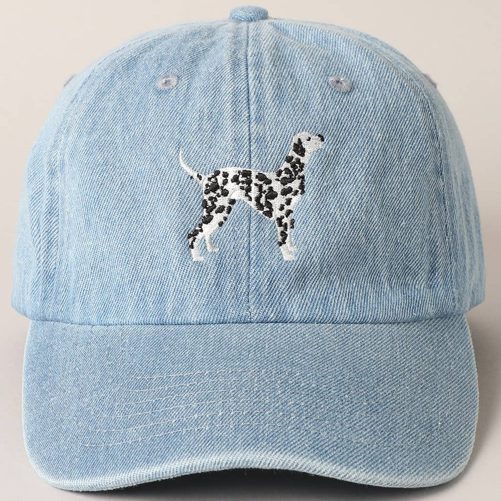 Wear your love for Dalmatians on your head with this embroidered denim baseball cap. The washed denim color adds a cool, relaxed vibe, making it the perfect accessory for any casual outfit. The cute Dalmatian design adds a playful touch, making this cap a must-have for dog lovers.