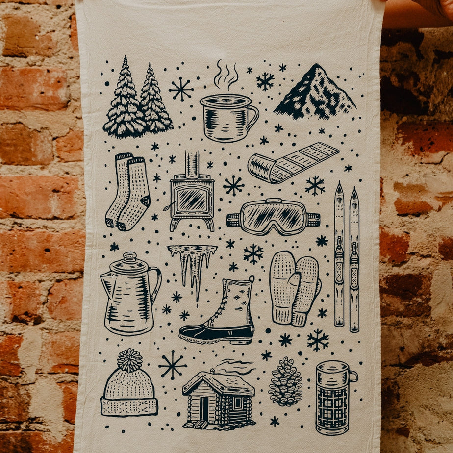 Keep your kitchen cozy and festive with our Winter Time Tea Towel. Featuring a charming winter scene and made from high-quality tea towel material, this flour sack towel adds a touch of warmth to your winter decor. Perfect for drying dishes or adding a splash of winter charm to your kitchen.