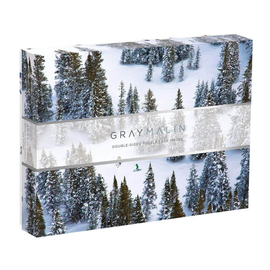 Gray Malin’s awe-inspiring aerial photography is shot from a doorless helicopter, creating stunning visual celebrations of color and repetition. This two-sided 500 piece puzzle features a majestic winter wonderland scene on one side and an array of colorful skiers on crisp white snow on the other side. This two-sided puzzle is the perfect gift for puzzle and fine art photography enthusiasts alike.