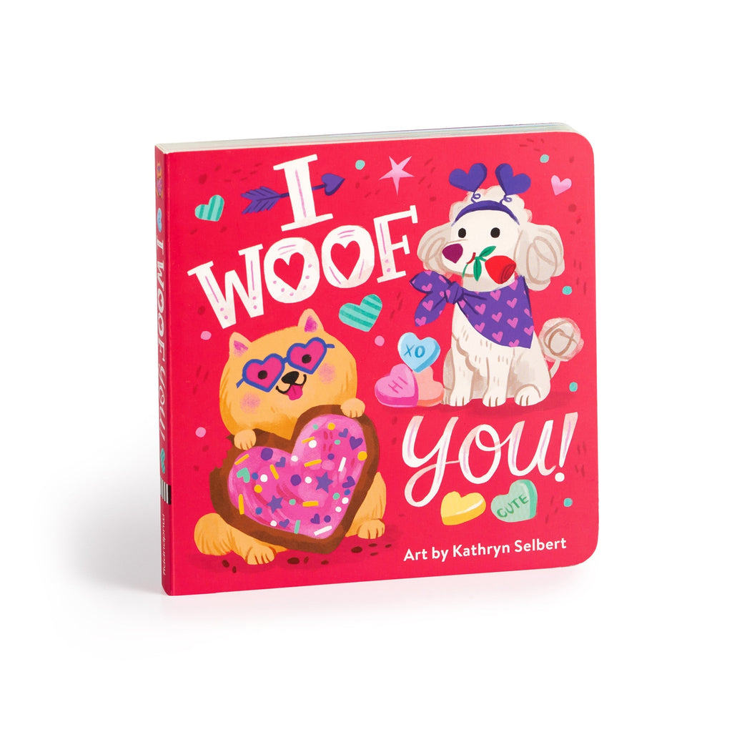 A celebration of puppy love for babies and toddlers!

I Woof You Board Book from Mudpuppy is a wonderful addition to our bestselling seasonal board book series! Each page is filled with vibrant colors and charming illustrations of puppies indulging in sweet Valentine's Day traditions! 