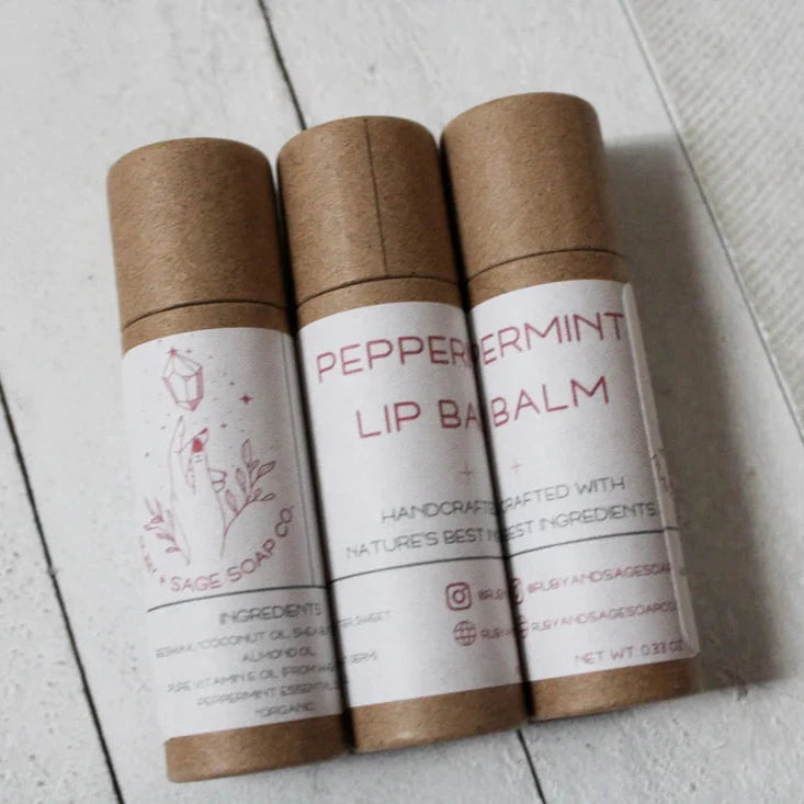 Peppermint Lip Balm in cardboard tube