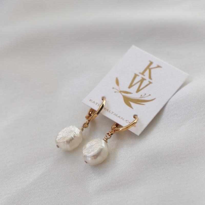 Our Keshi pearl nugget huggies put a classic spin on the pearl earrings your grandmother used to wear. With our organic looking keshi pearl, there is endless opportunity for different styling options!