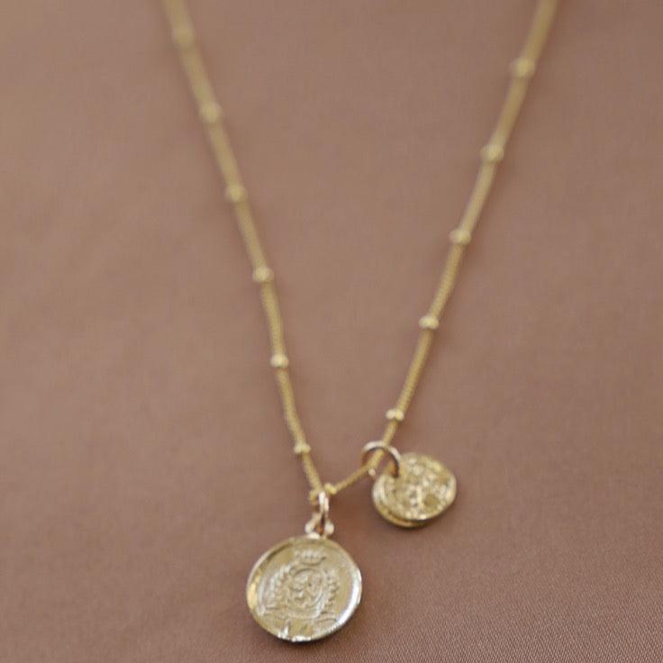 Double coin charm necklace