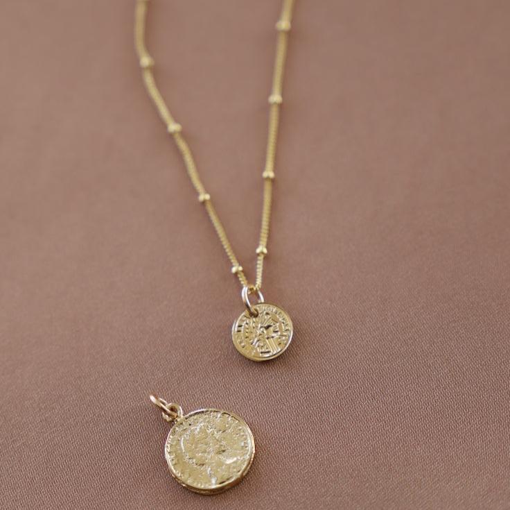 Double coin charm necklace