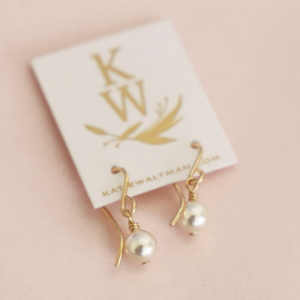 A classic Swarovski pearl on a gold filled ear wire.