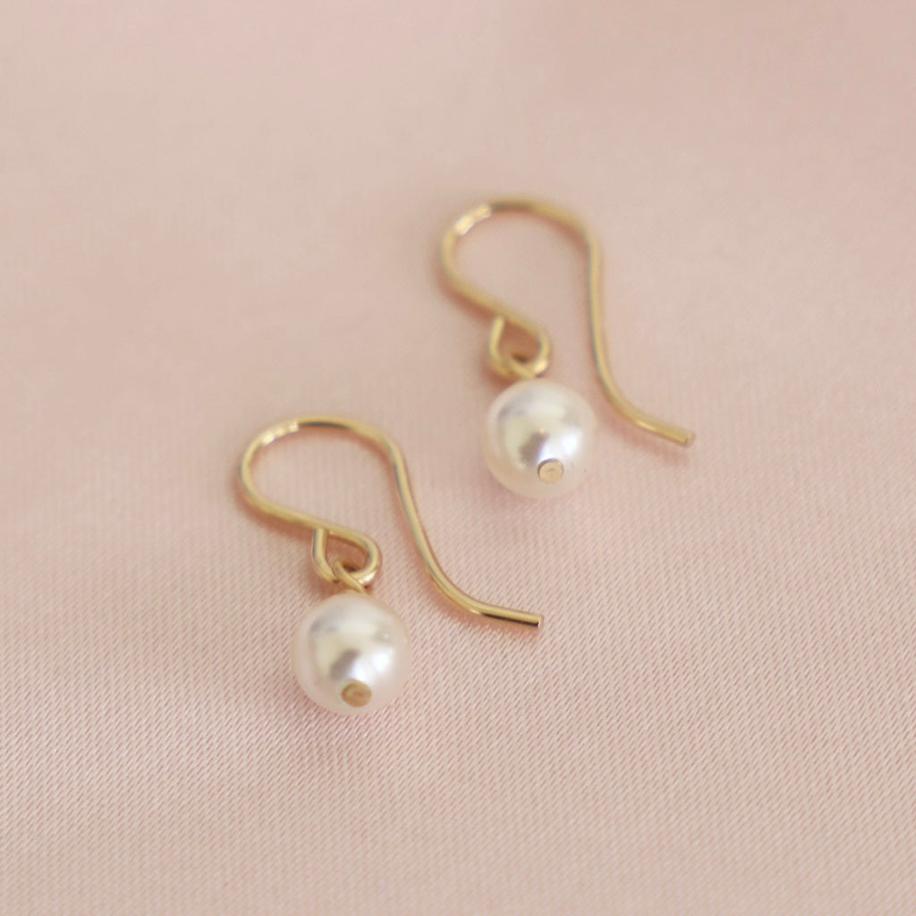 A classic Swarovski pearl on a gold filled ear wire.