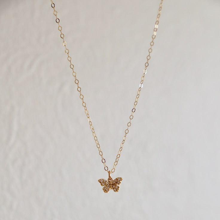 Delicate and sweet, this cubic zirconia butterfly necklace is as dainty as they come. Butterflies symbolize transformation and hope