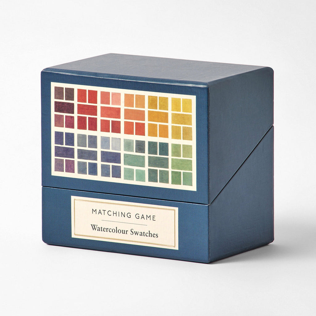 This Watercolour Swatches Matching Game includes 50 cards featuring artwork inspired by a vintage book written and illustrated in 1692 about mixing watercolours. Roomytown's design team in Bath, UK, have carefully adapted and enhanced the original artwork and applied it to each of the playing cards to create this elegant matching game that tests your memory skills.