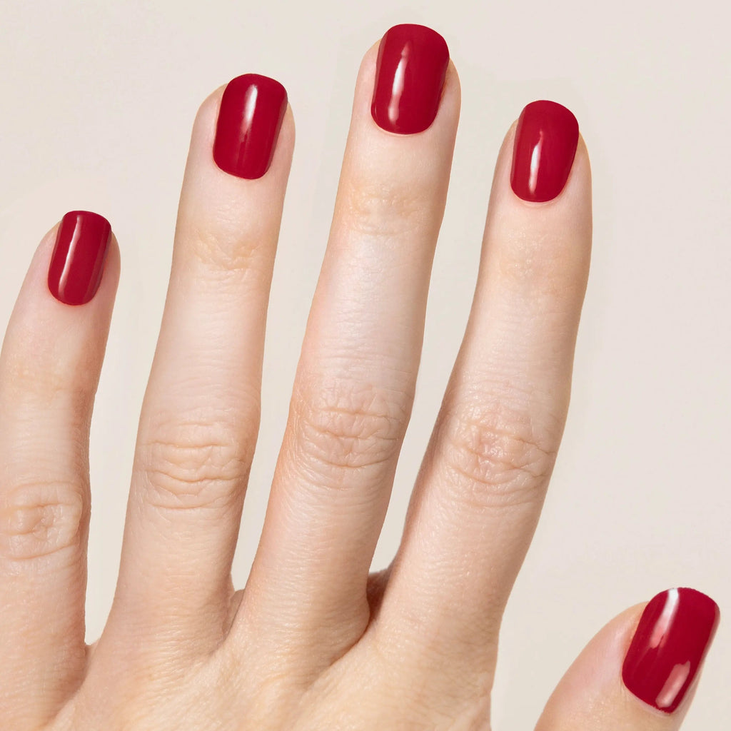 A classic, deep red gel nails