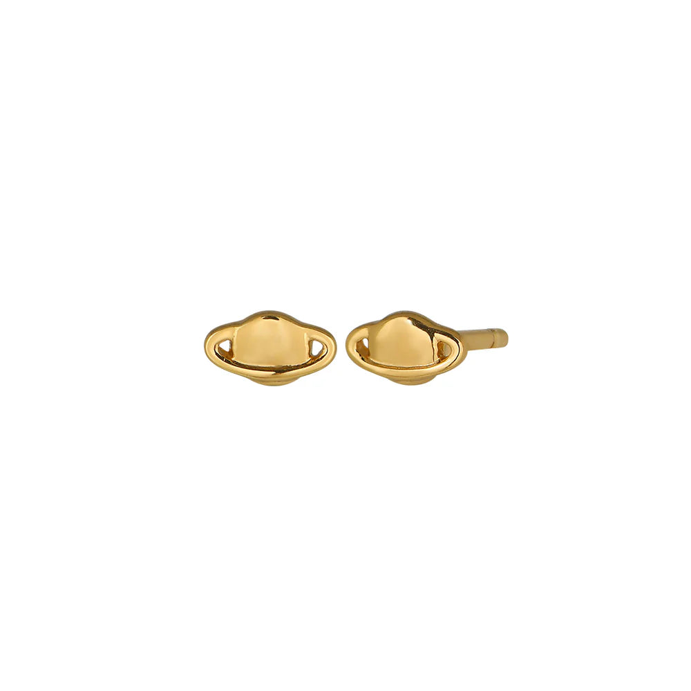 6 mm gold plated brass saturn earrings