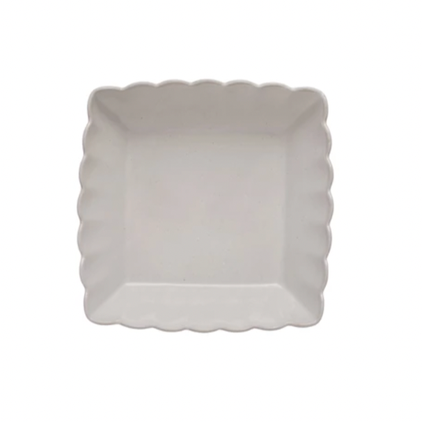 Be the host(ess) with the mostest with these scallop-edged serving dishes made of sturdy stoneware. Durable, timeless, and perfect for everything from fancy dinner parties to laid-back potlucks. 8 1/2" Square x 2-3/4"H