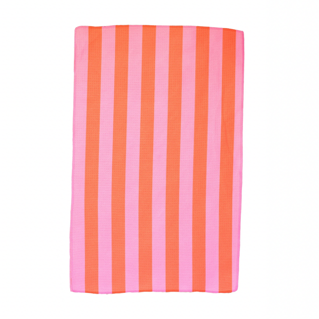 Add a little Crae to your everyday lifestyle. Let’s make the mundane things exciting!   A high-absorbent waffle weave microfiber towel. Pink &amp; Orange striped