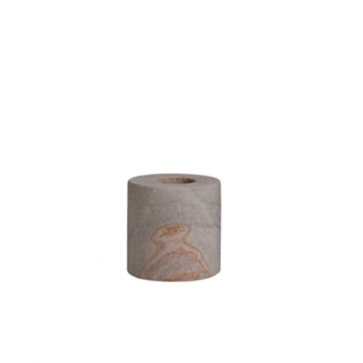 Enhance the home with this marble taper holder. This candle holder features a solid marble construction that has a smooth and polished surface. The marble material has natural color variations that range from white to grey hues, creating a unique and elegant look. This candle holder can hold standard wax or LED taper candles (not included) that create a cozy and romantic atmosphere.&nbsp;