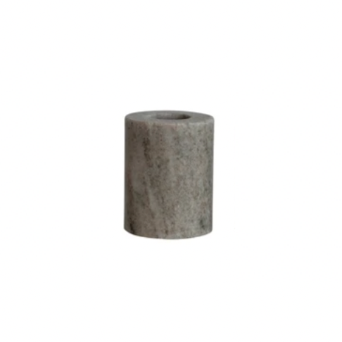 Enhance the home with this marble taper holder. This candle holder features a solid marble construction that has a smooth and polished surface. The marble material has natural color variations that range from white to grey hues, creating a unique and elegant look. This candle holder can hold standard wax or LED taper candles (not included) that create a cozy and romantic atmosphere.