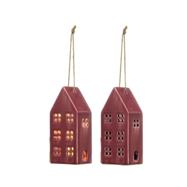 Bring some charm to your home with our Dark Pink Hand-Painted Stoneware House! This unique piece comes with a built-in LED light for a cozy touch. Available in 4 styles, each one is lovingly hand-painted for a one-of-a-kind look. Add some personality to any room with this adorable decor.