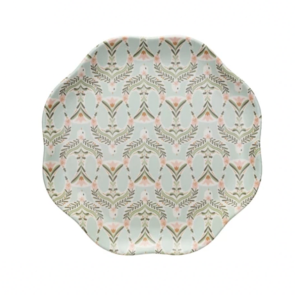 Doves Bamboo Melamine Scalloped Plate