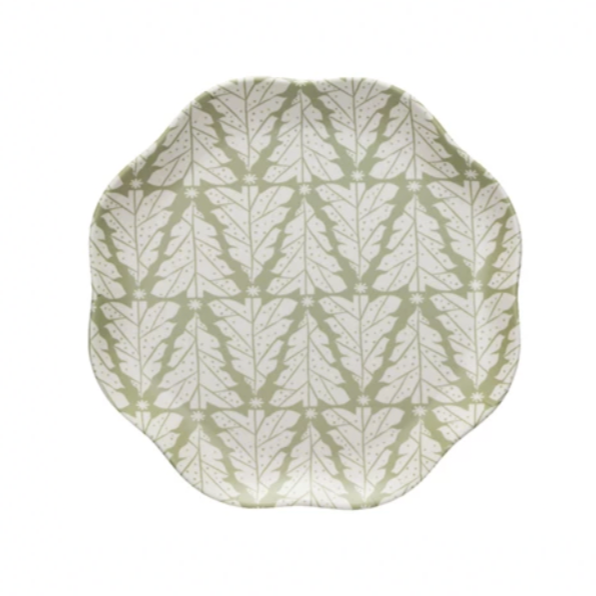 Abstract trees Bamboo Melamine Scalloped Plate